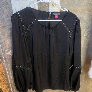 Vince Camuto Black Blouse with Pearl Details